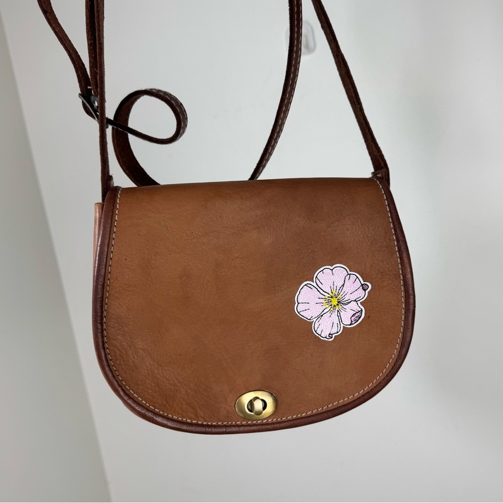 Vintage Handmade Leather 60’s 70’s Crossbody Bag Brown